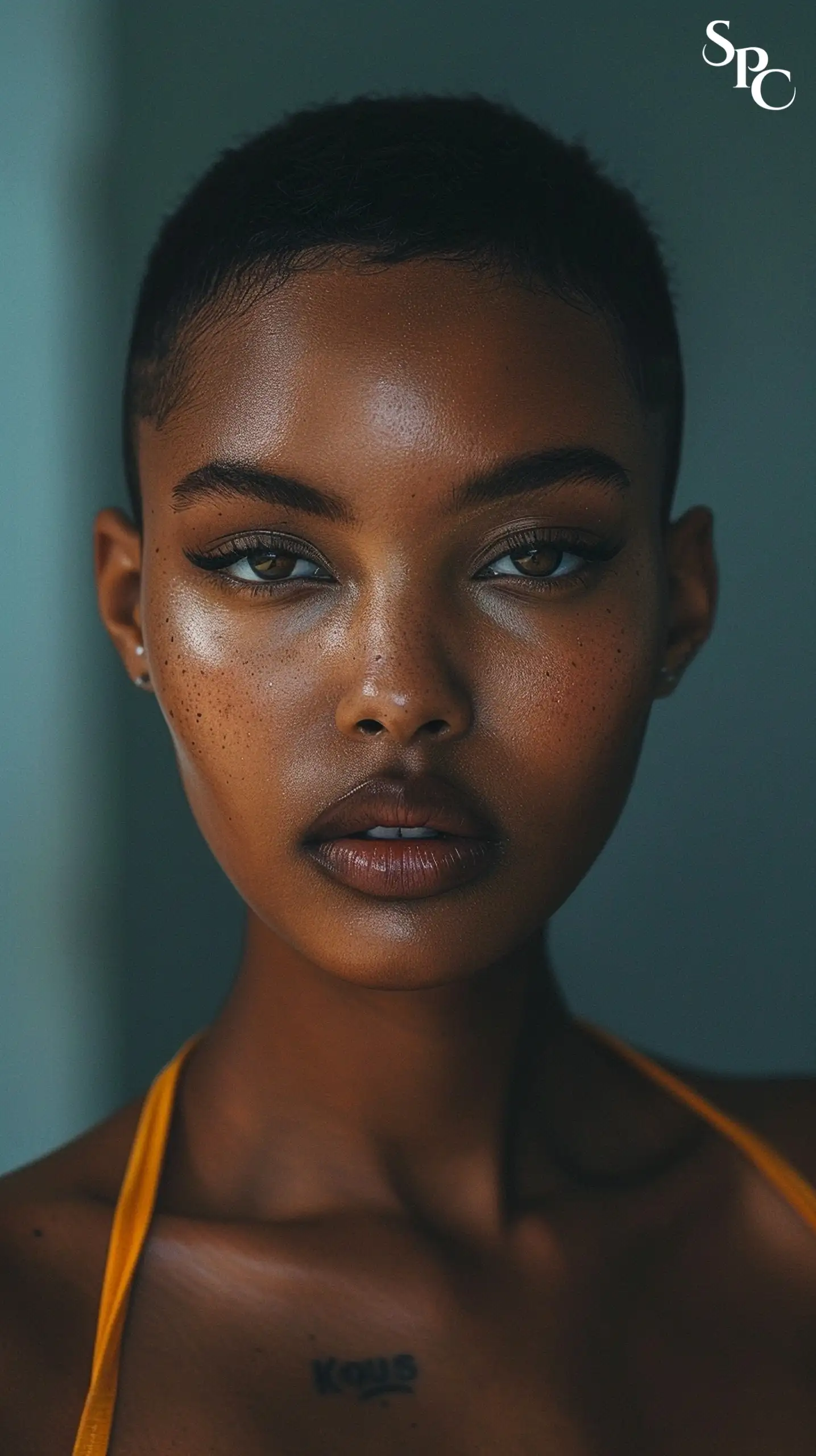 The low-maintenance, natural-looking pixie is an African American woman with a very short haircut. The woman is as beautiful and flashy as a professional model. The woman's hair is cut extremely short, giving her a bold and cool look.